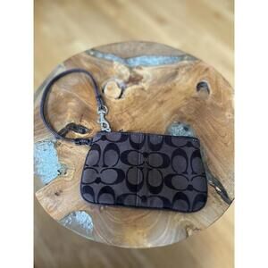 Coach Signature Brown Wristlet Clutch